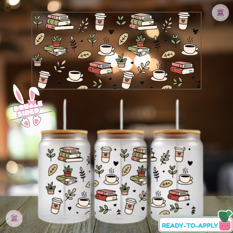 Coffee over Book ā 16oz. UV DTF Cup Wrap Collections š Double Sided