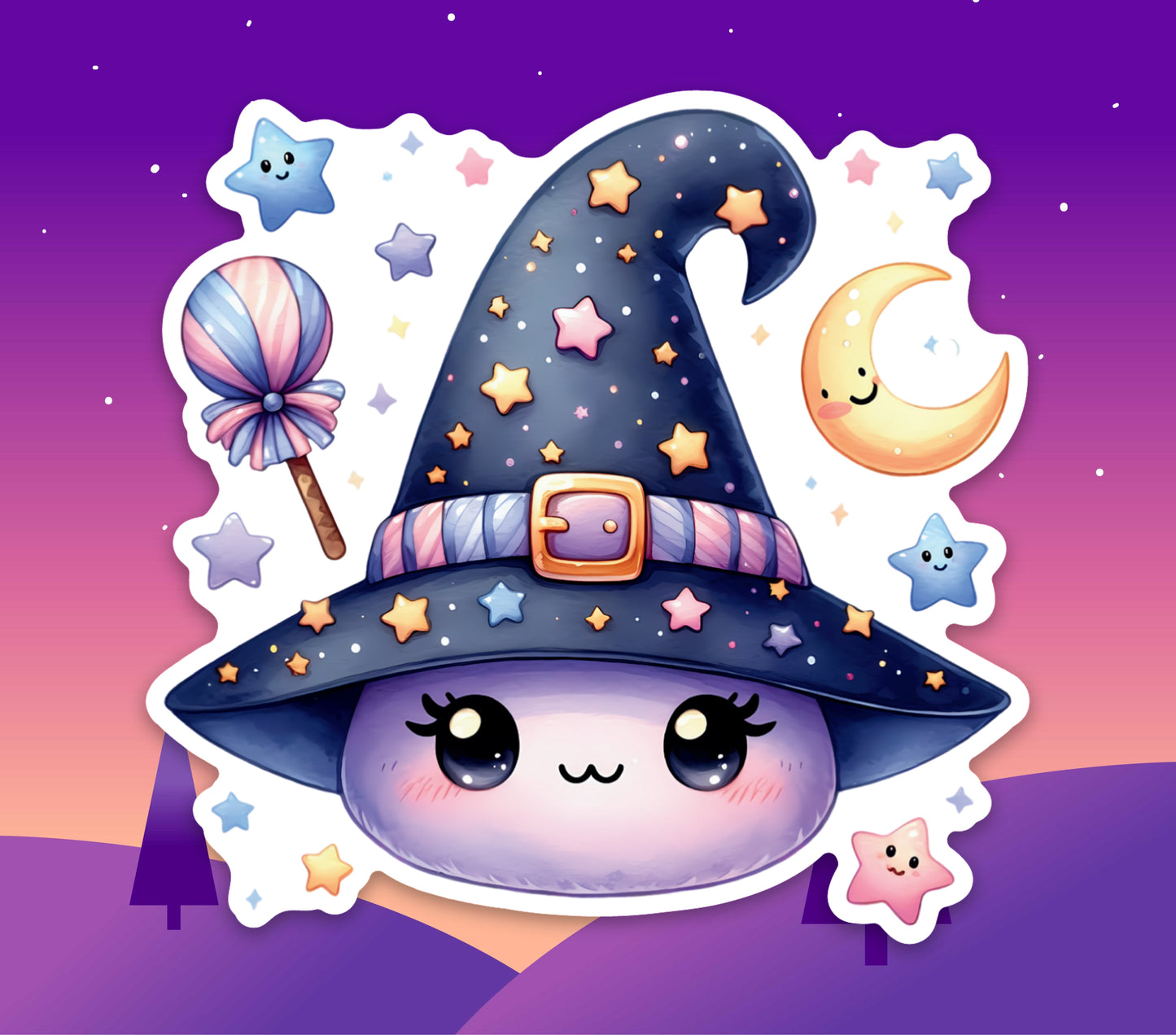 Starry Witch Hat Cutie Vinyl Sticker