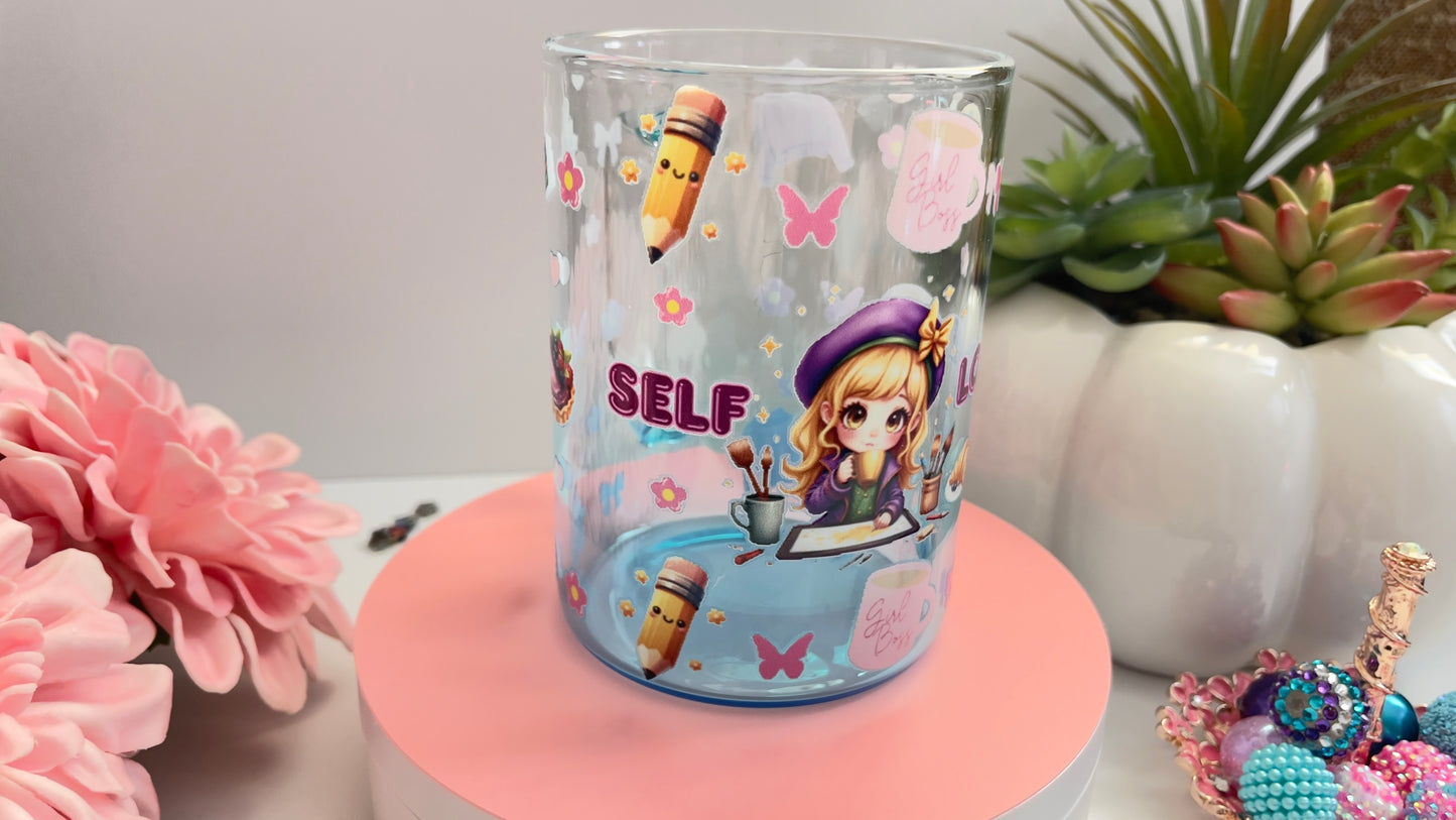 Self Love Glass Mug with Straw