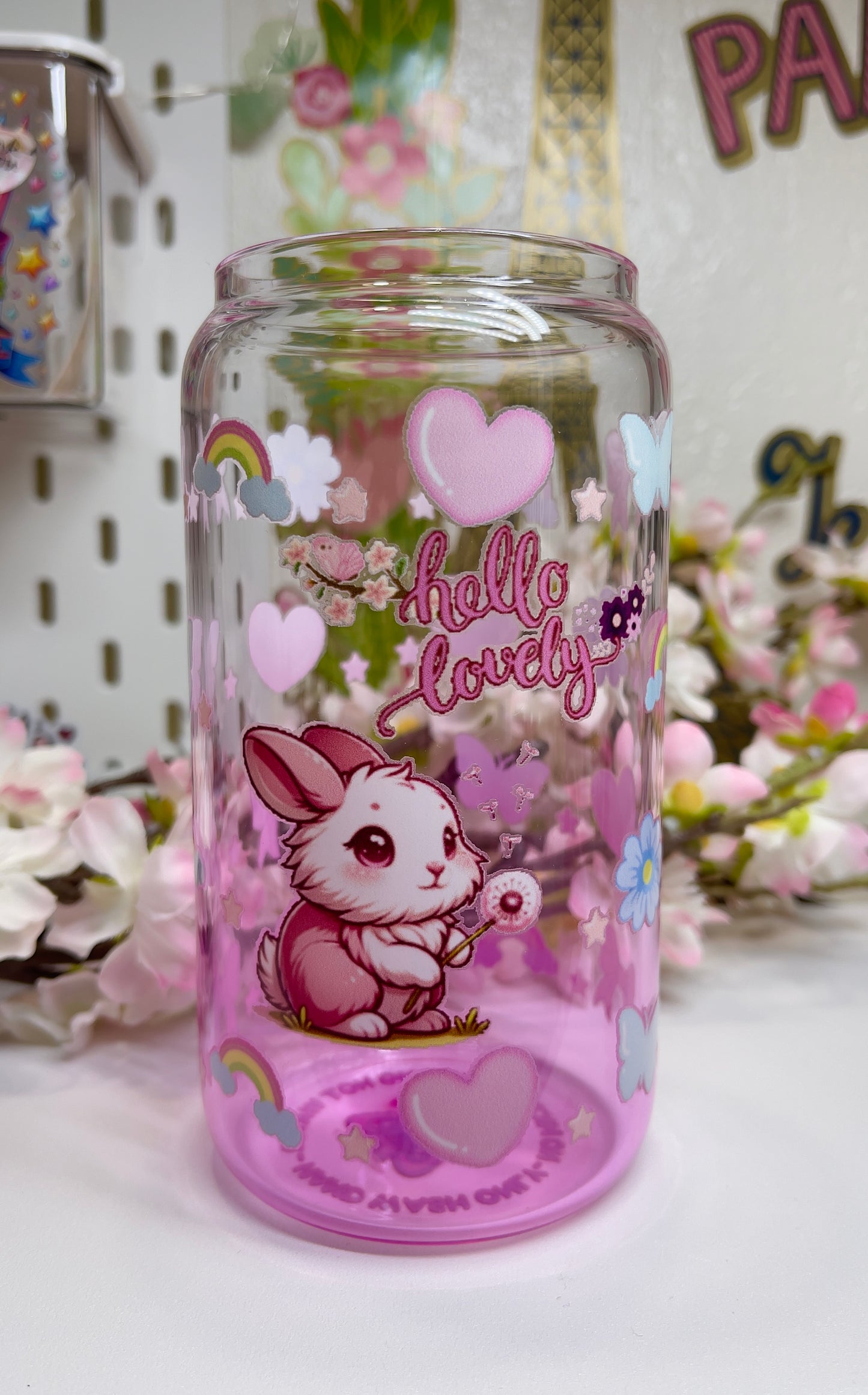 Hello Lovely Glass Can with Straw