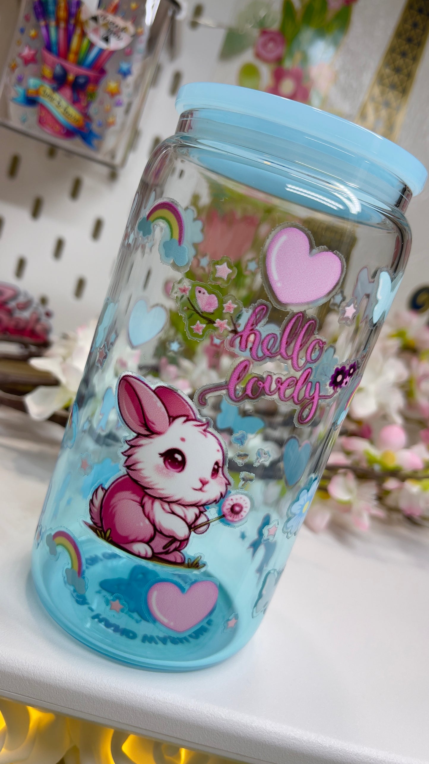 Hello Lovely Glass Can with Straw