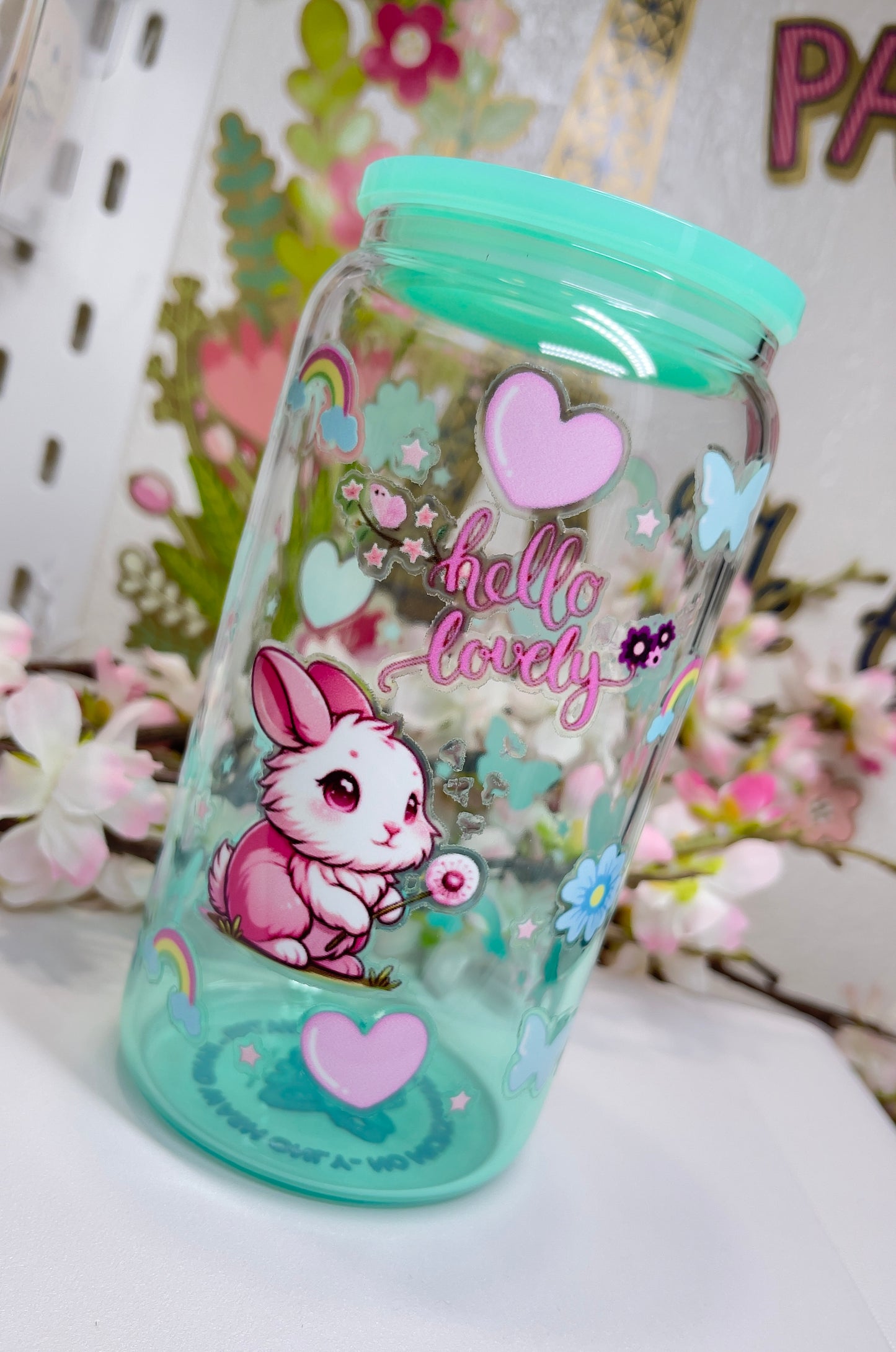 Hello Lovely Glass Can with Straw