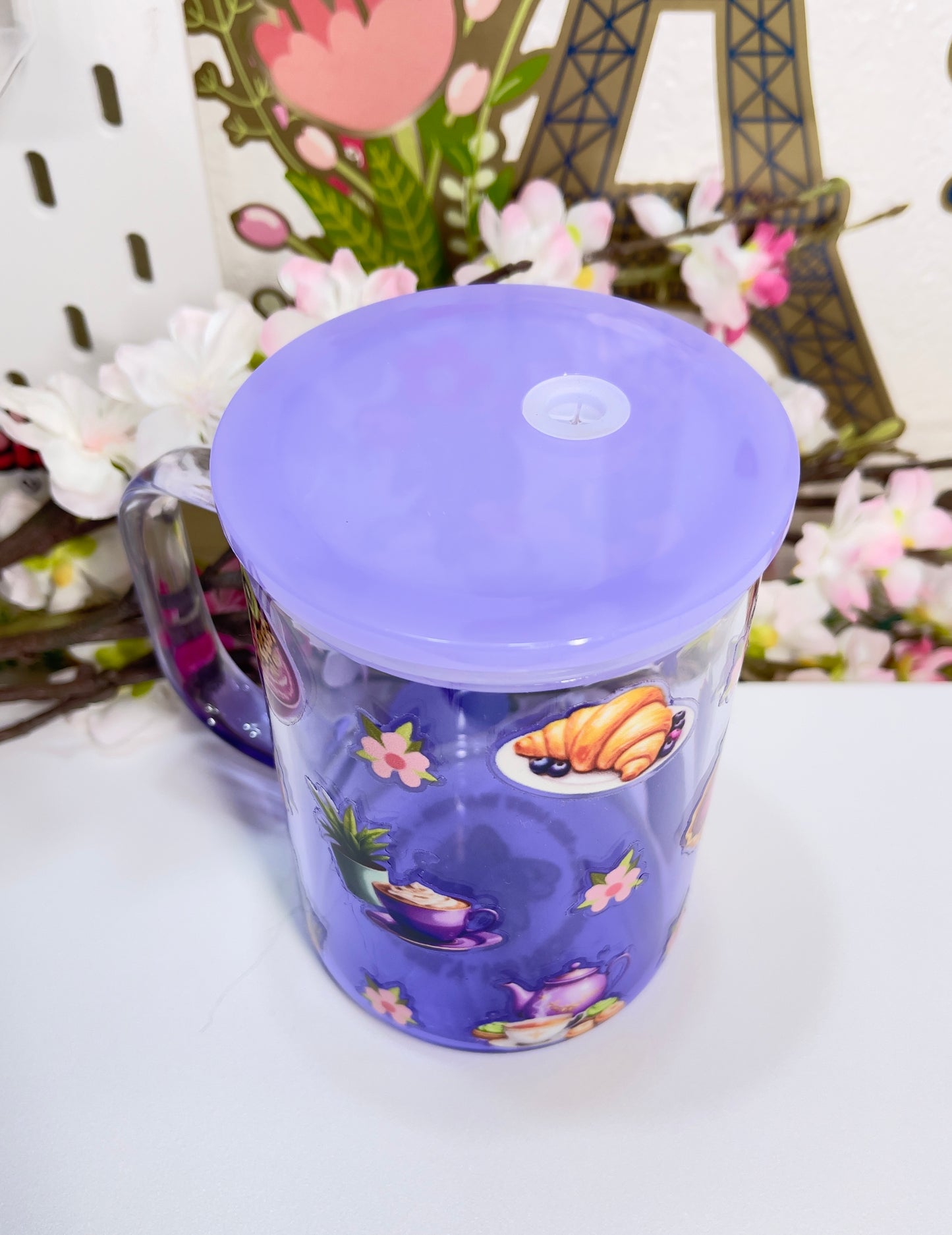 Purple Desert Glass Mug with Straw