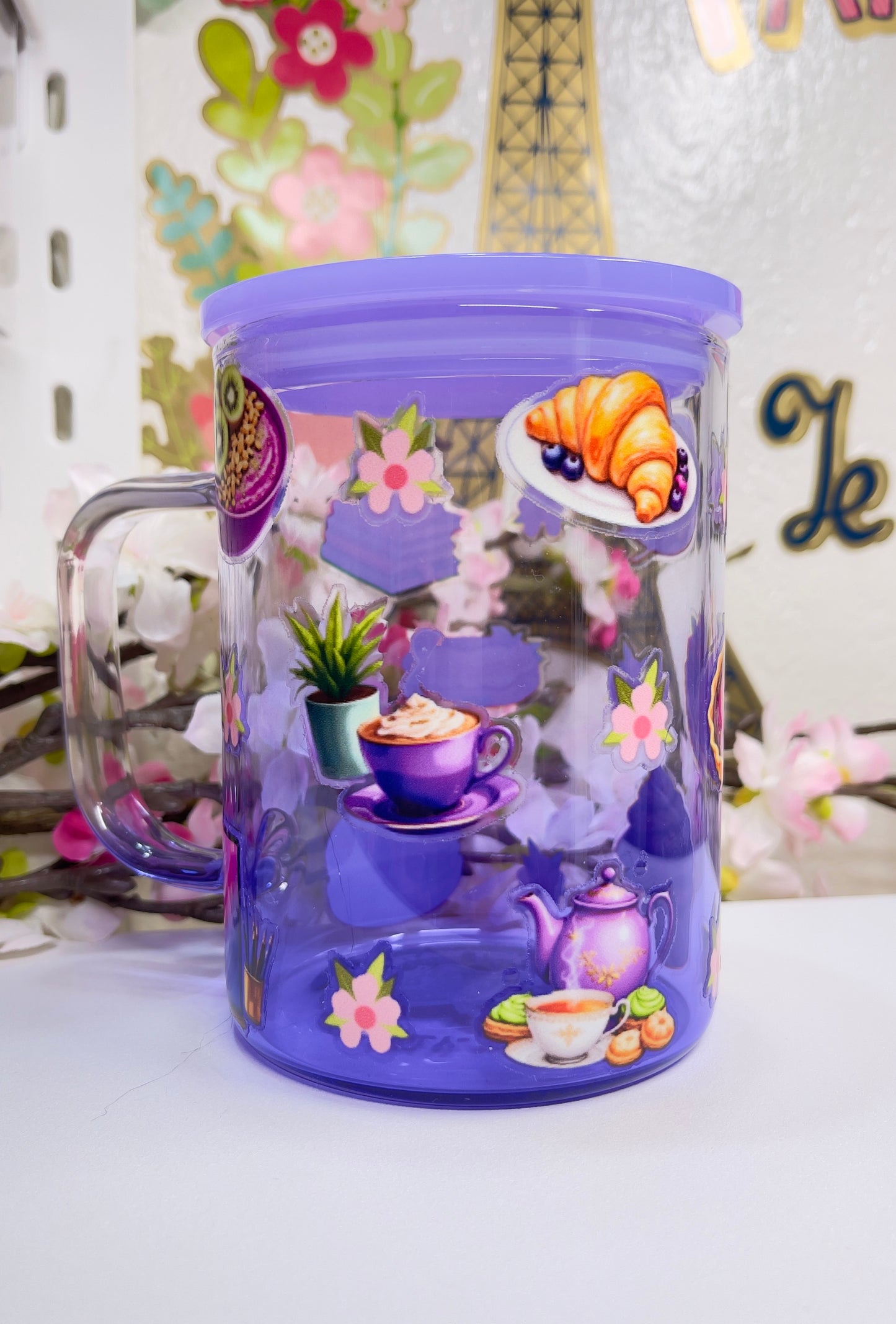 Purple Desert Glass Mug with Straw