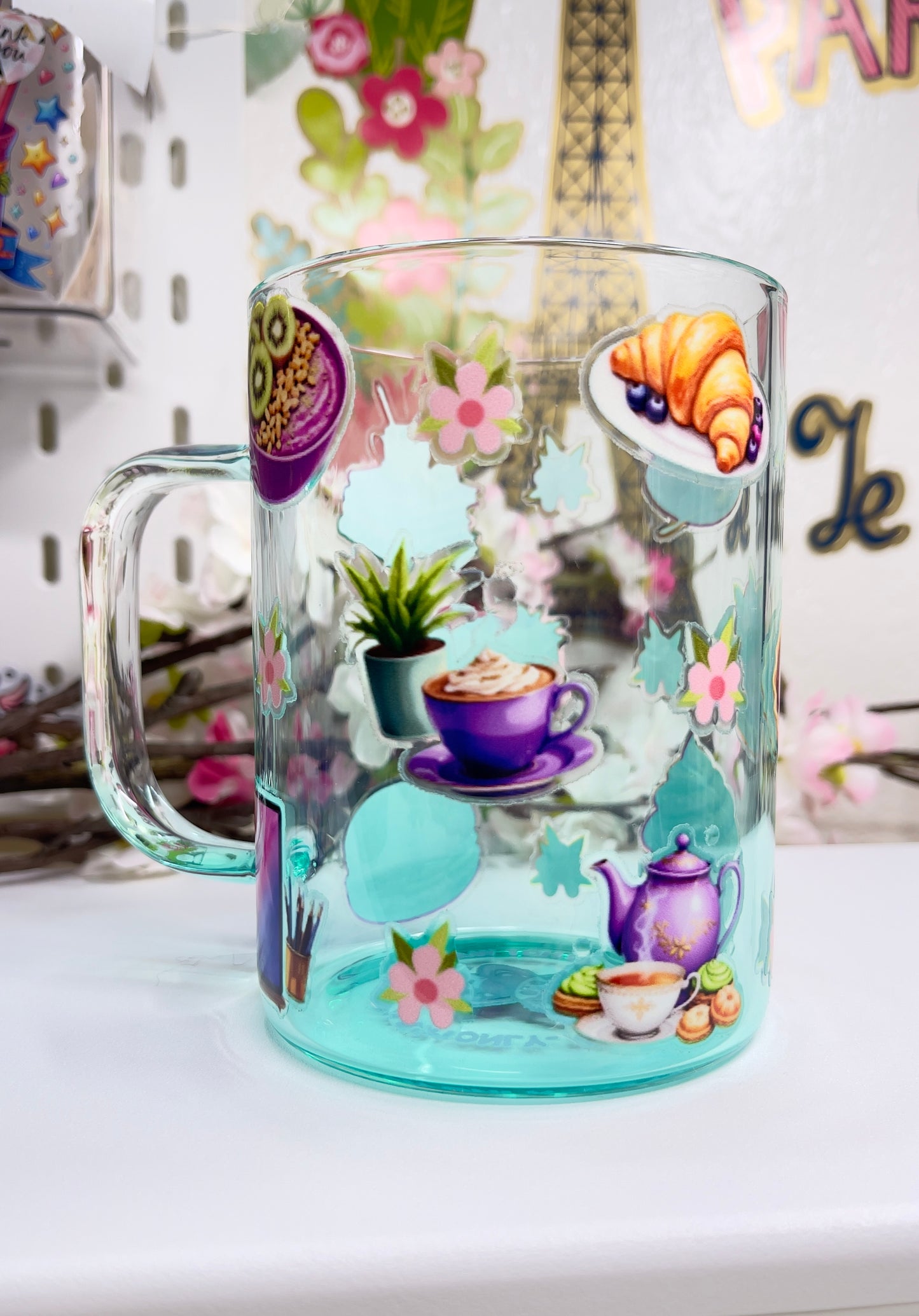 Purple Desert Glass Mug with Straw