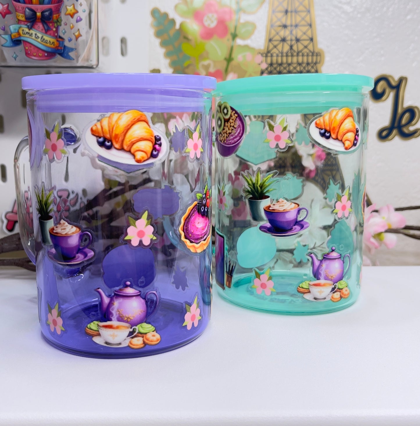 Purple Desert Glass Mug with Straw