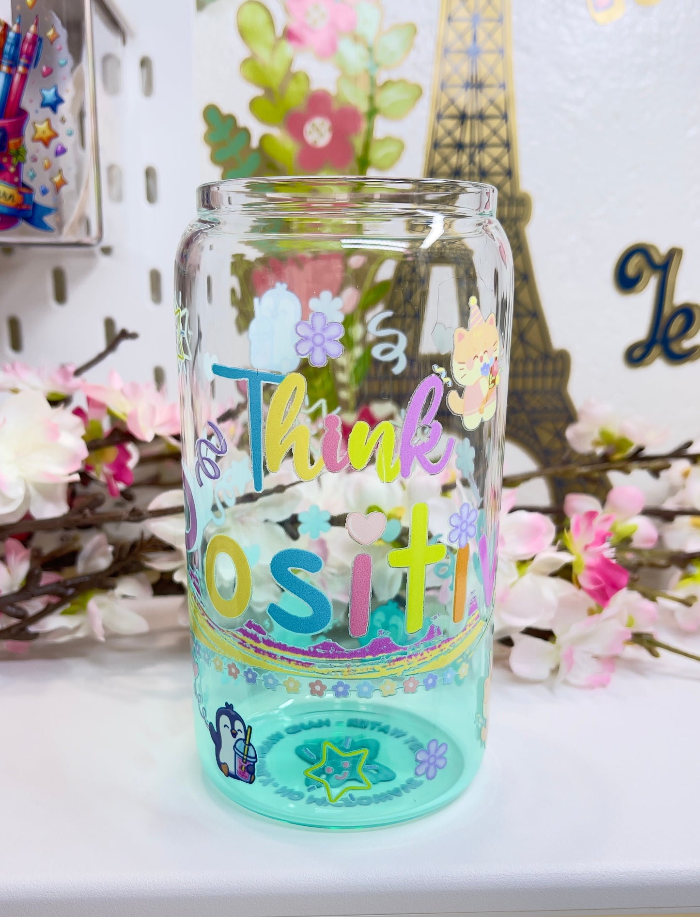 🥤 Think Positive Glass Can with Straw