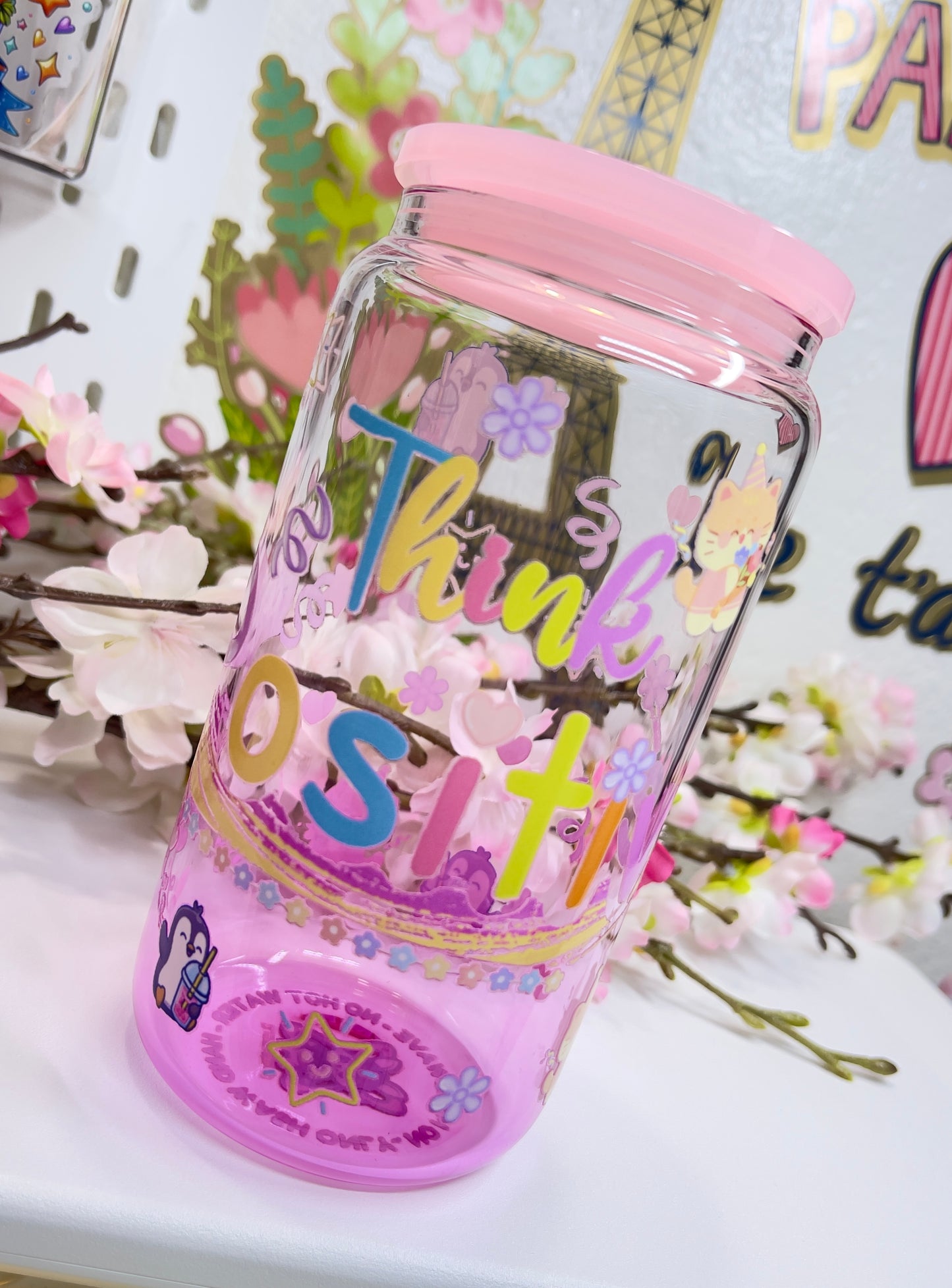 🥤 Think Positive Glass Can with Straw