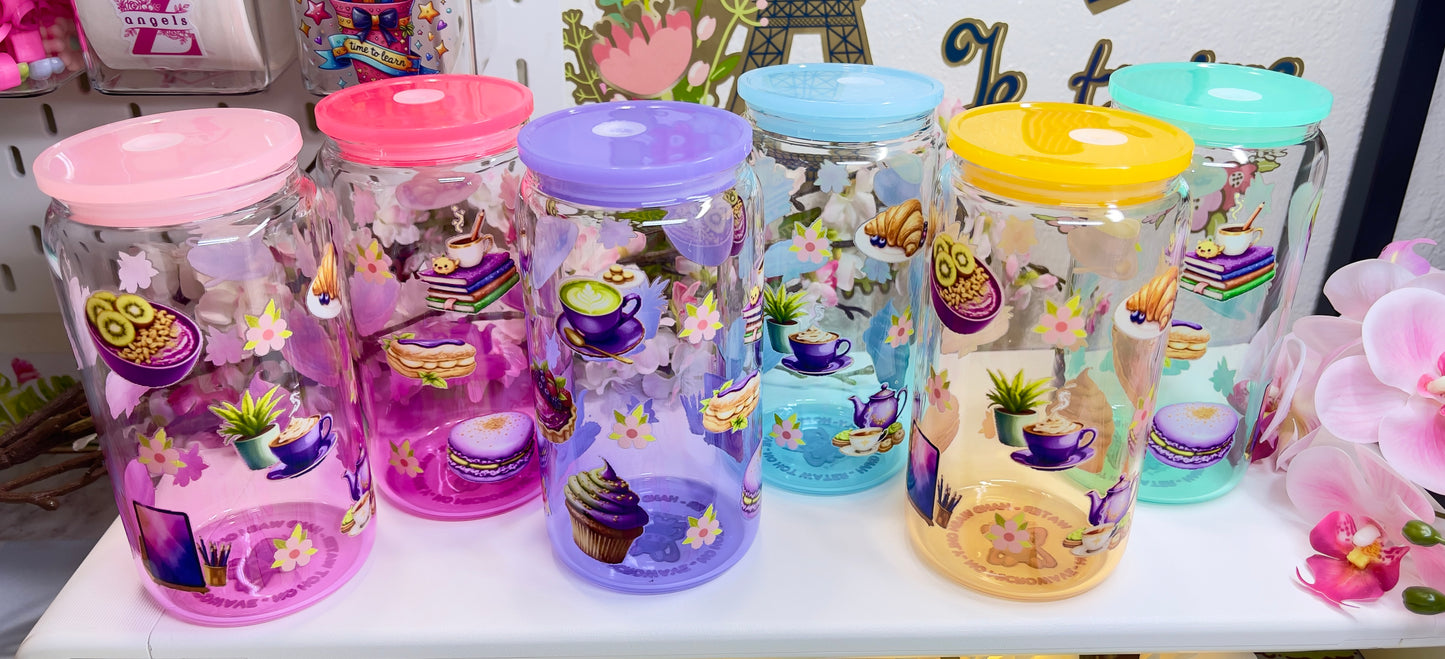 Purple Dessert Glass Can with Straw