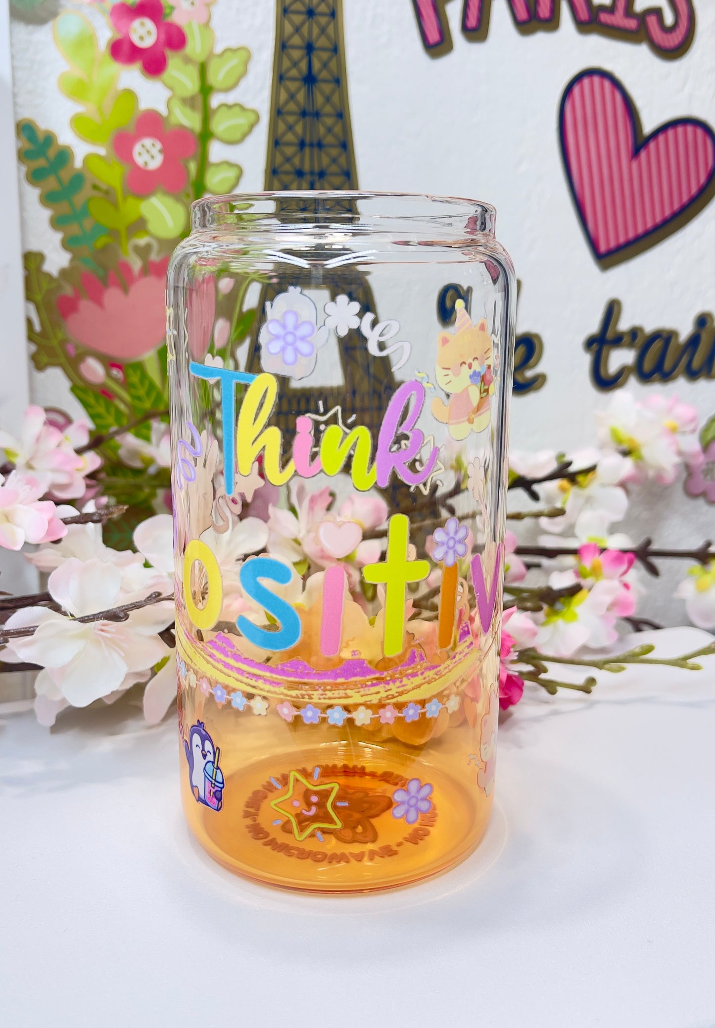 🥤 Think Positive Glass Can with Straw