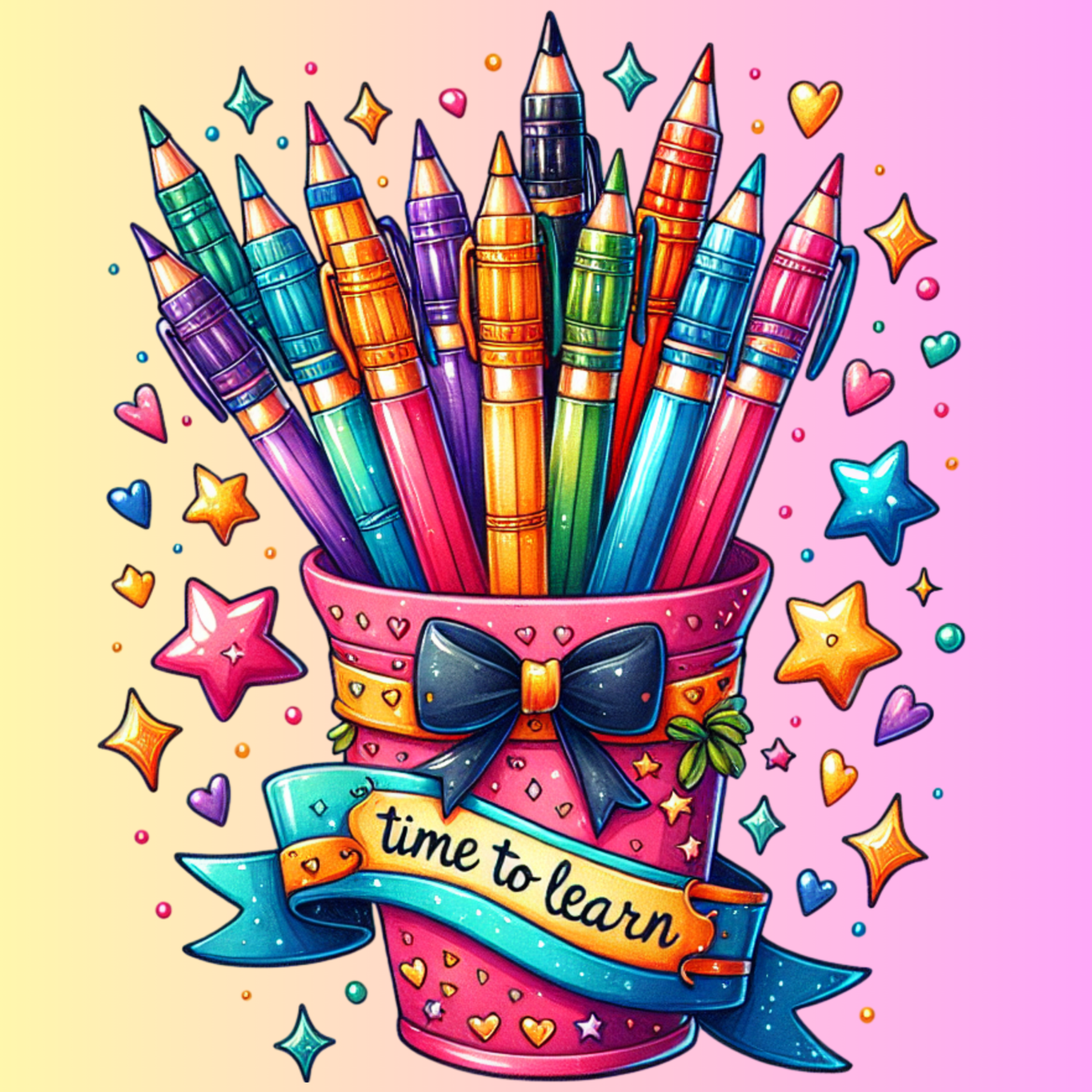 Time to Learn Vinyl Clear Stickers