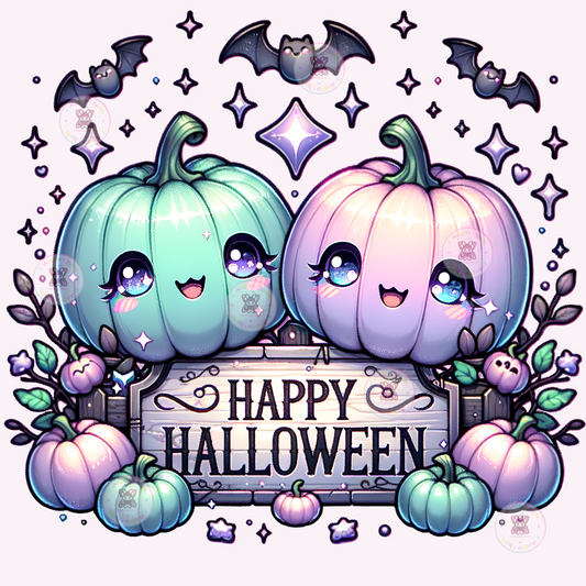 Spooky Twin Pumpkin Full of Charm! 👻 DTF Transfers (up to 11"x11")