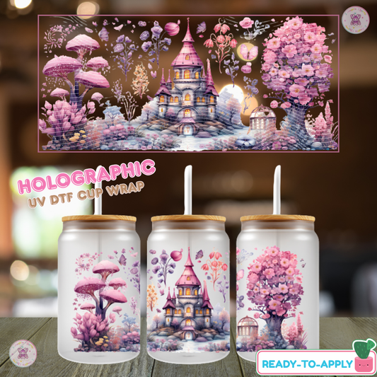 Enchanted Pink Castle UV DTF Transfer Cup Wrap (16oz)