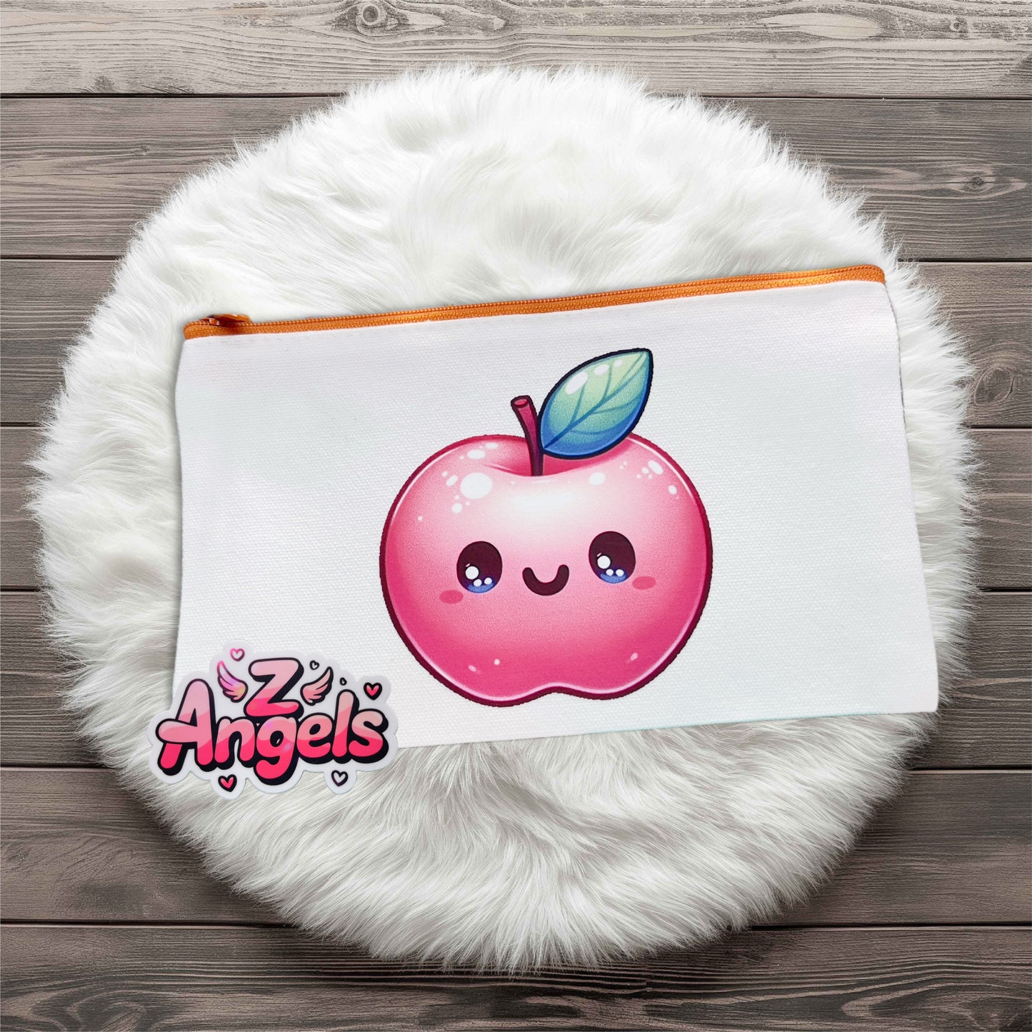 Smiley Apple Mini Pouch with Colored Zipper
