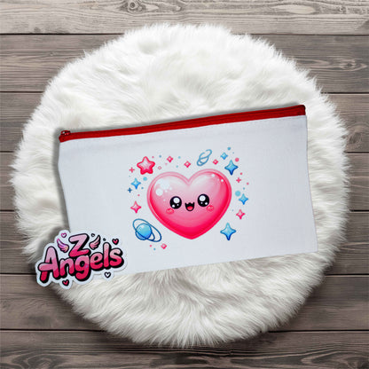 Smiley Heart Mini Pouch with Colored Zipper