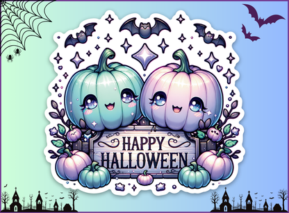Spooky Twin Pumpkin Vinyl Sticker