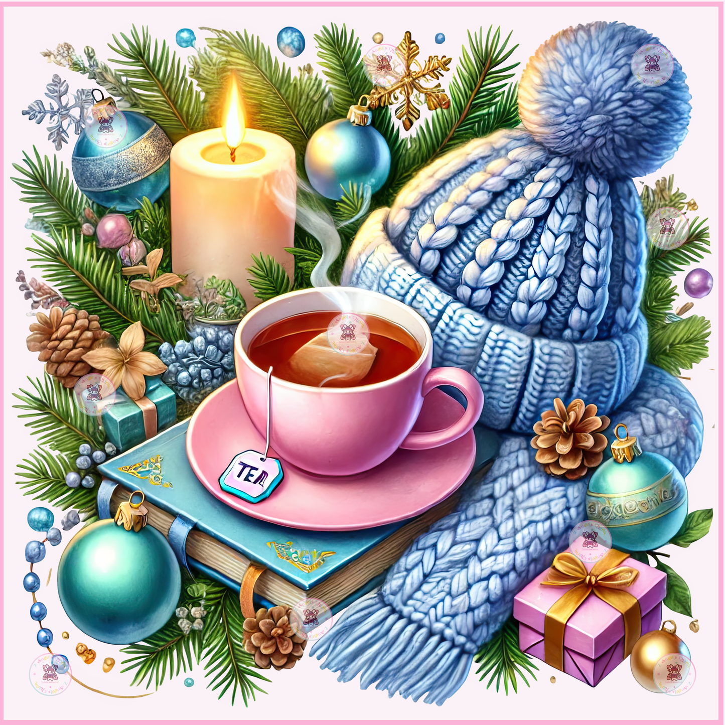 Blue Bonnet Winter Tea 🌷 DTF Transfers (up to 11"x11")