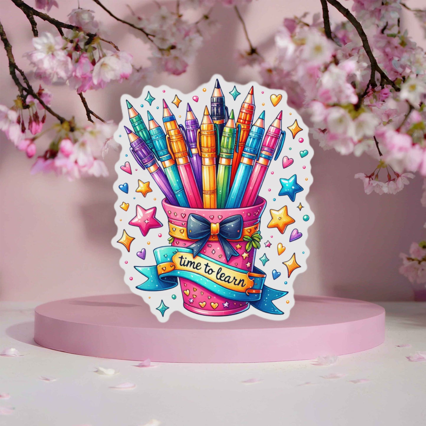 Time to Learn Vinyl Clear Stickers