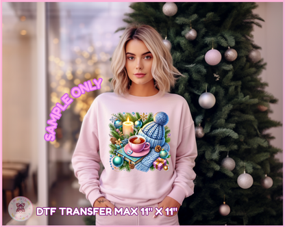 Blue Bonnet Winter Tea 🌷 DTF Transfers (up to 11"x11")