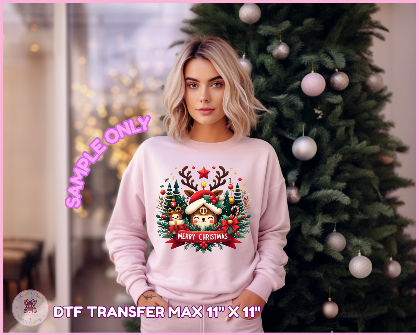 Reindeer Holiday Tree 🌷 DTF Transfers (up to 11"x11")