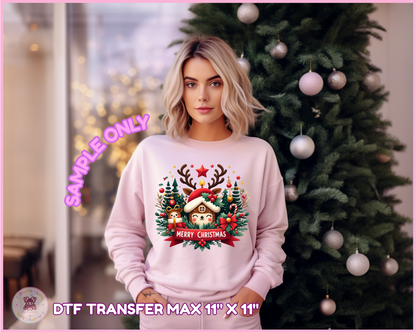 Reindeer Holiday Tree 🌷 DTF Transfers (up to 11"x11")