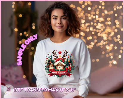 Reindeer Holiday Tree 🌷 DTF Transfers (up to 11"x11")