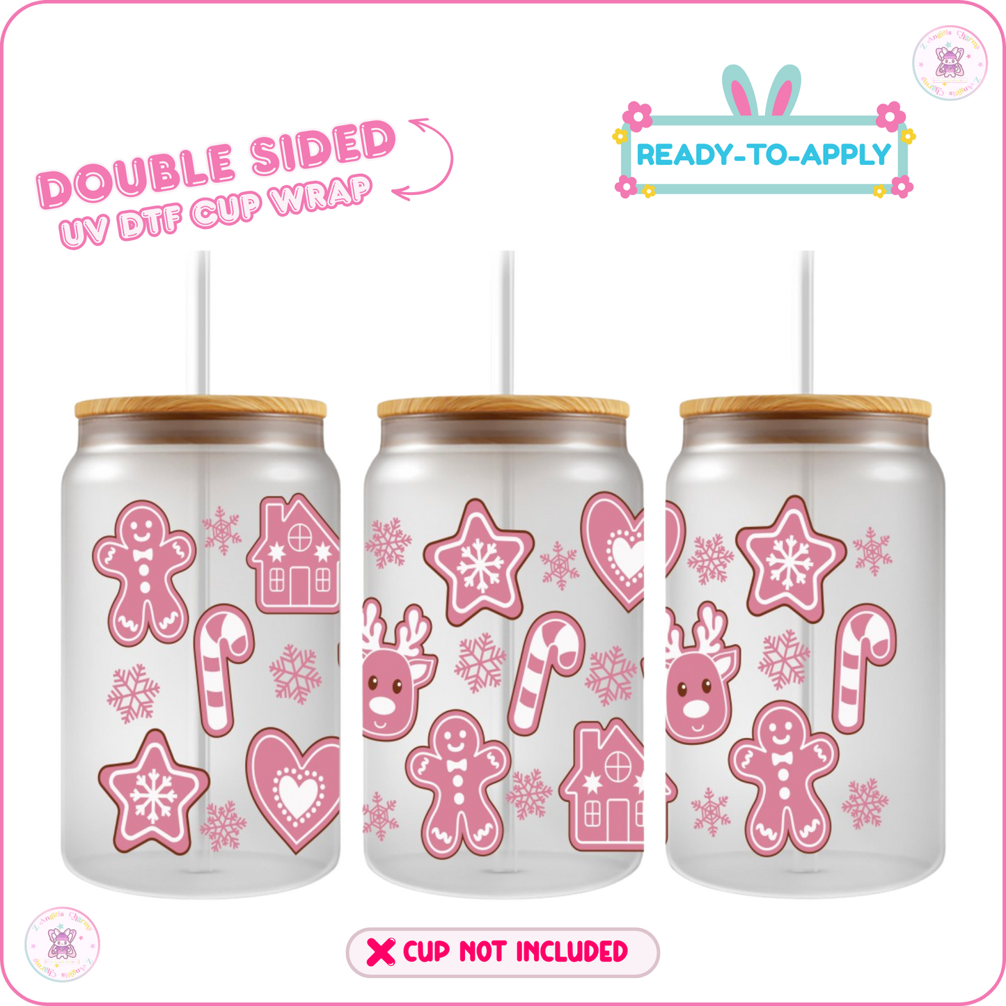 Ginger Bread – 16oz. UV DTF Cup Wrap Collections 💕 Double Sided