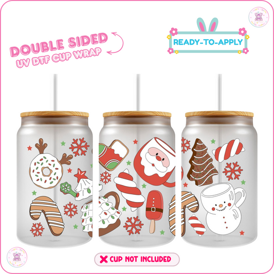 Santa Mug Treats – 16oz. UV DTF Cup Wrap Collections 💕 Double Sided