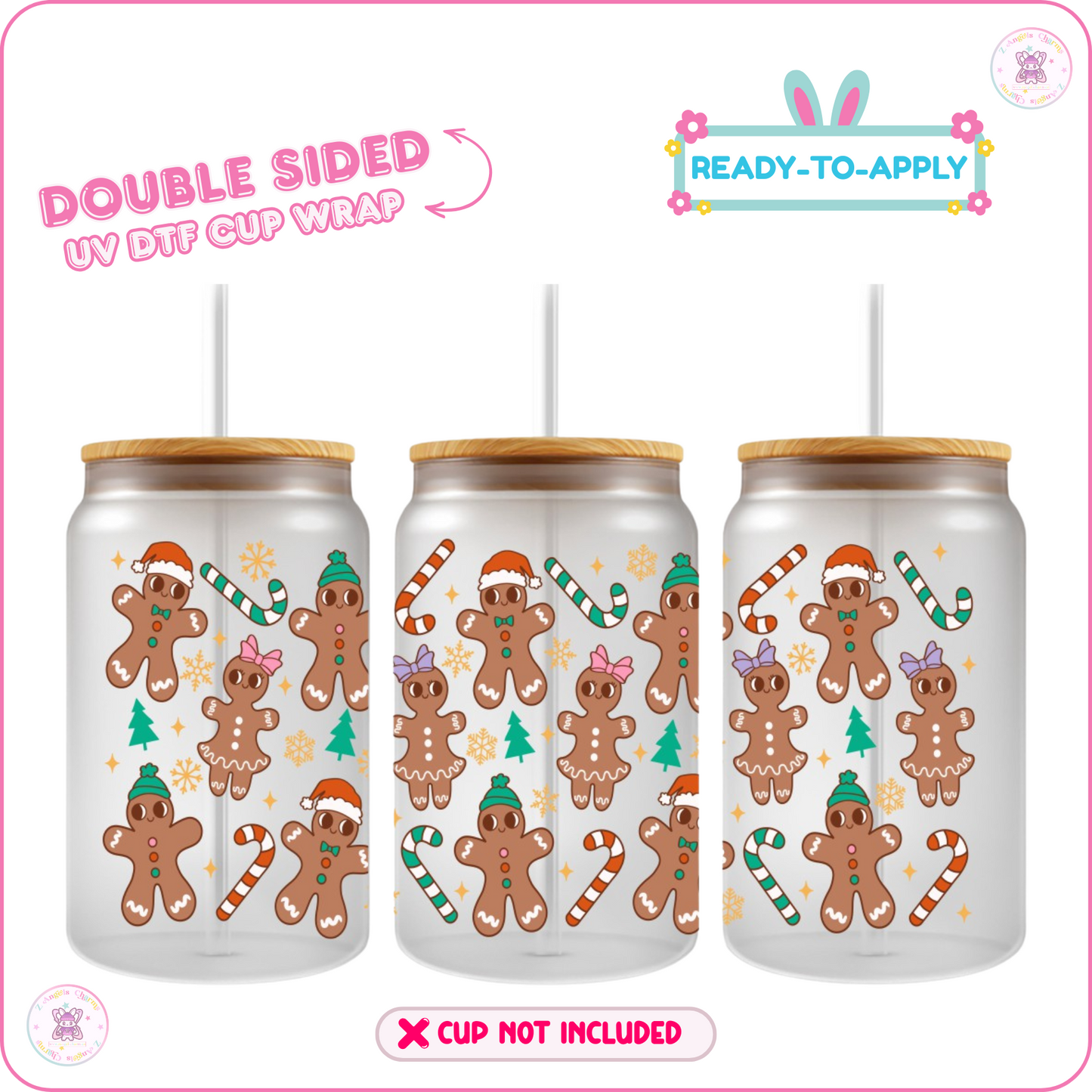 Ginger Bread – 16oz. UV DTF Cup Wrap Collections 💕 Double Sided