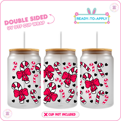 Christmas Bow – 16oz. UV DTF Cup Wrap Collections 💕 Double Sided