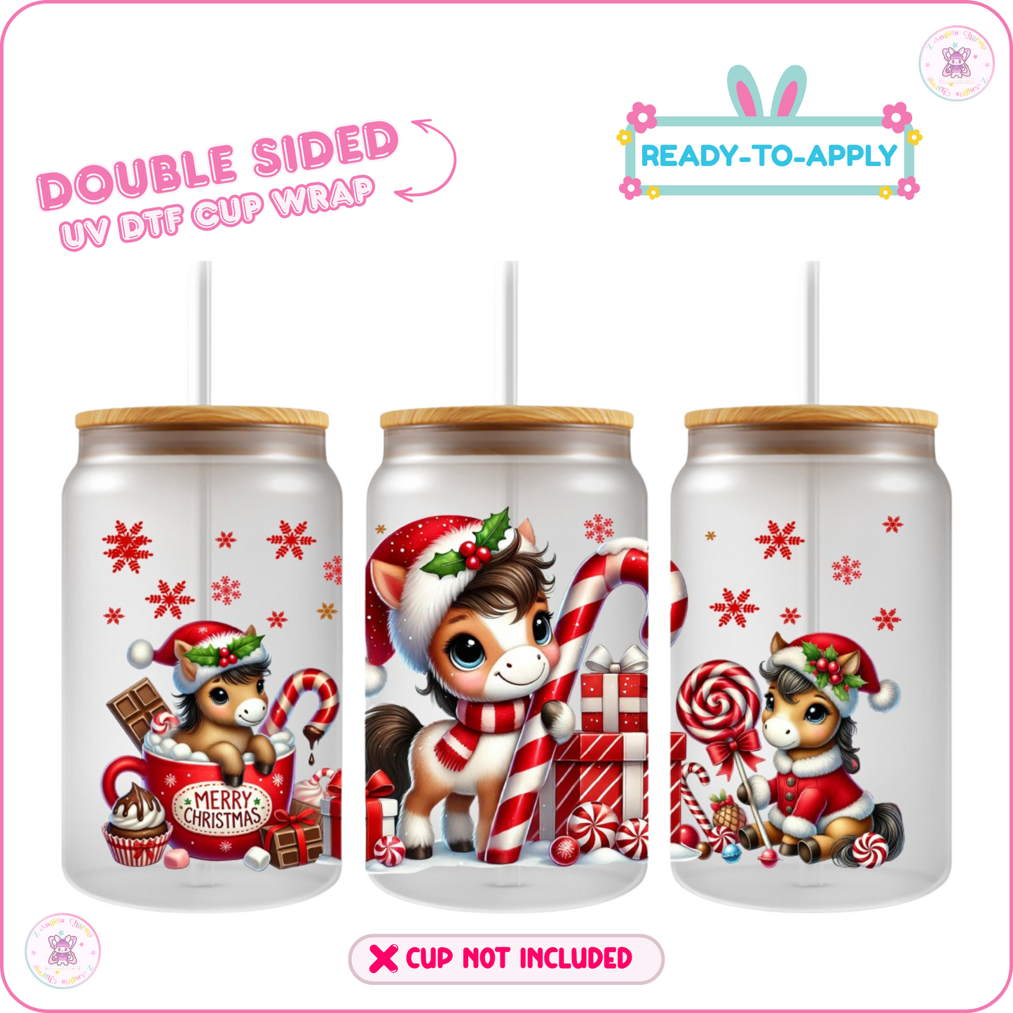 Cute Christmas Critters – 16oz. UV DTF Cup Wrap Collections 💕 Double Sided