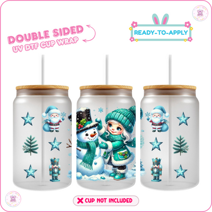 Snow Man – 16oz. UV DTF Cup Wrap Collections 💕 Double Sided