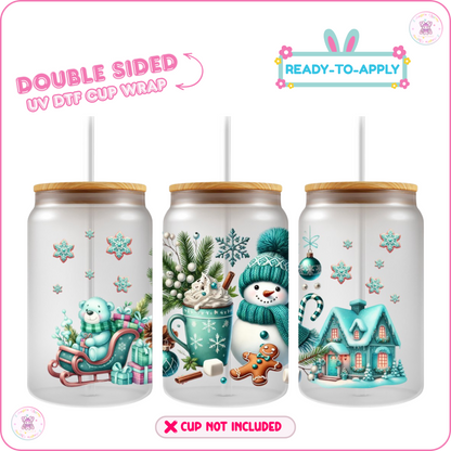 Snow Man – 16oz. UV DTF Cup Wrap Collections 💕 Double Sided
