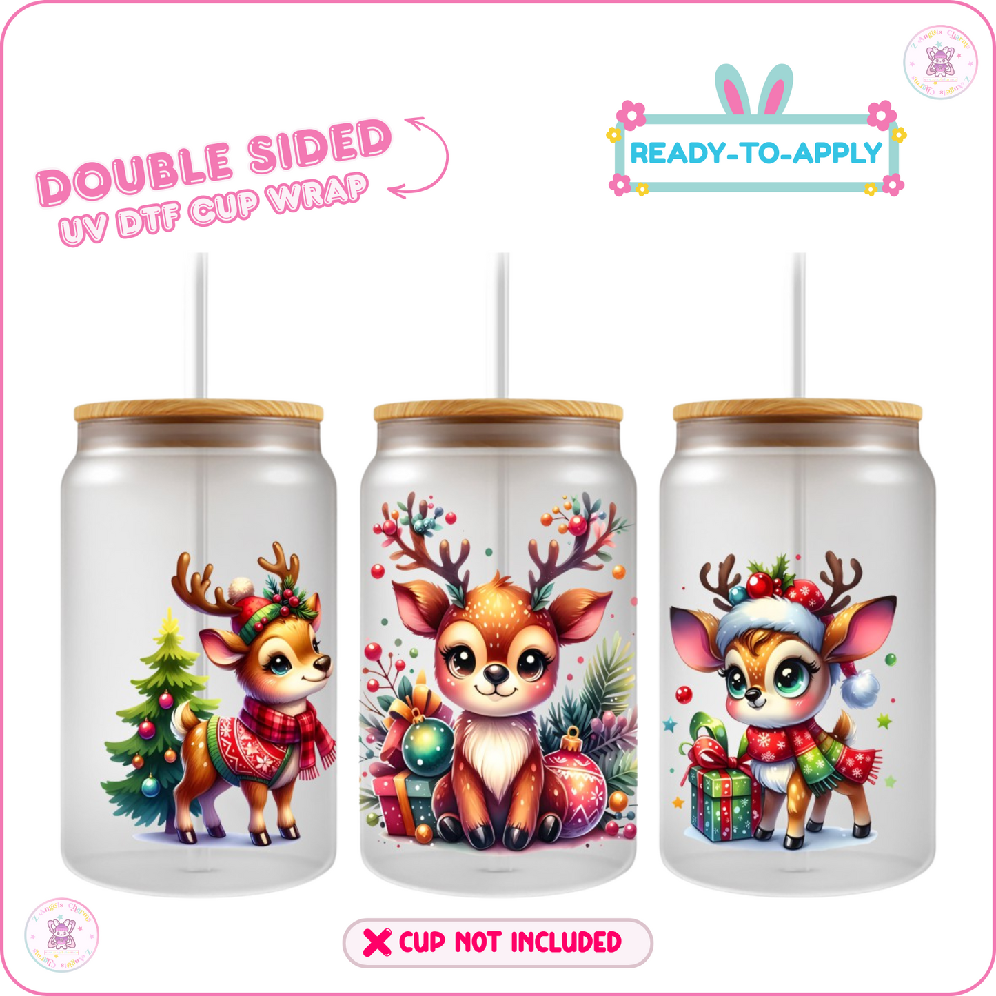 Cute Christmas Critters – 16oz. UV DTF Cup Wrap Collections 💕 Double Sided