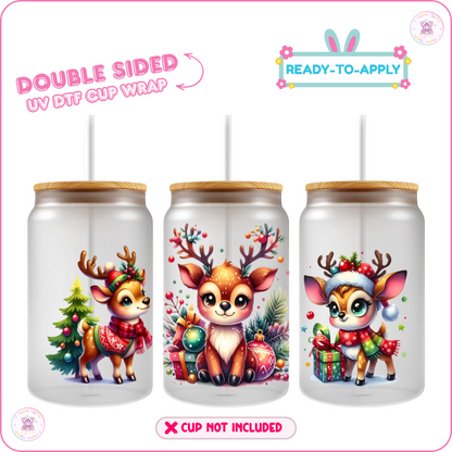 Cute Christmas Critters – 16oz. UV DTF Cup Wrap Collections 💕 Double Sided