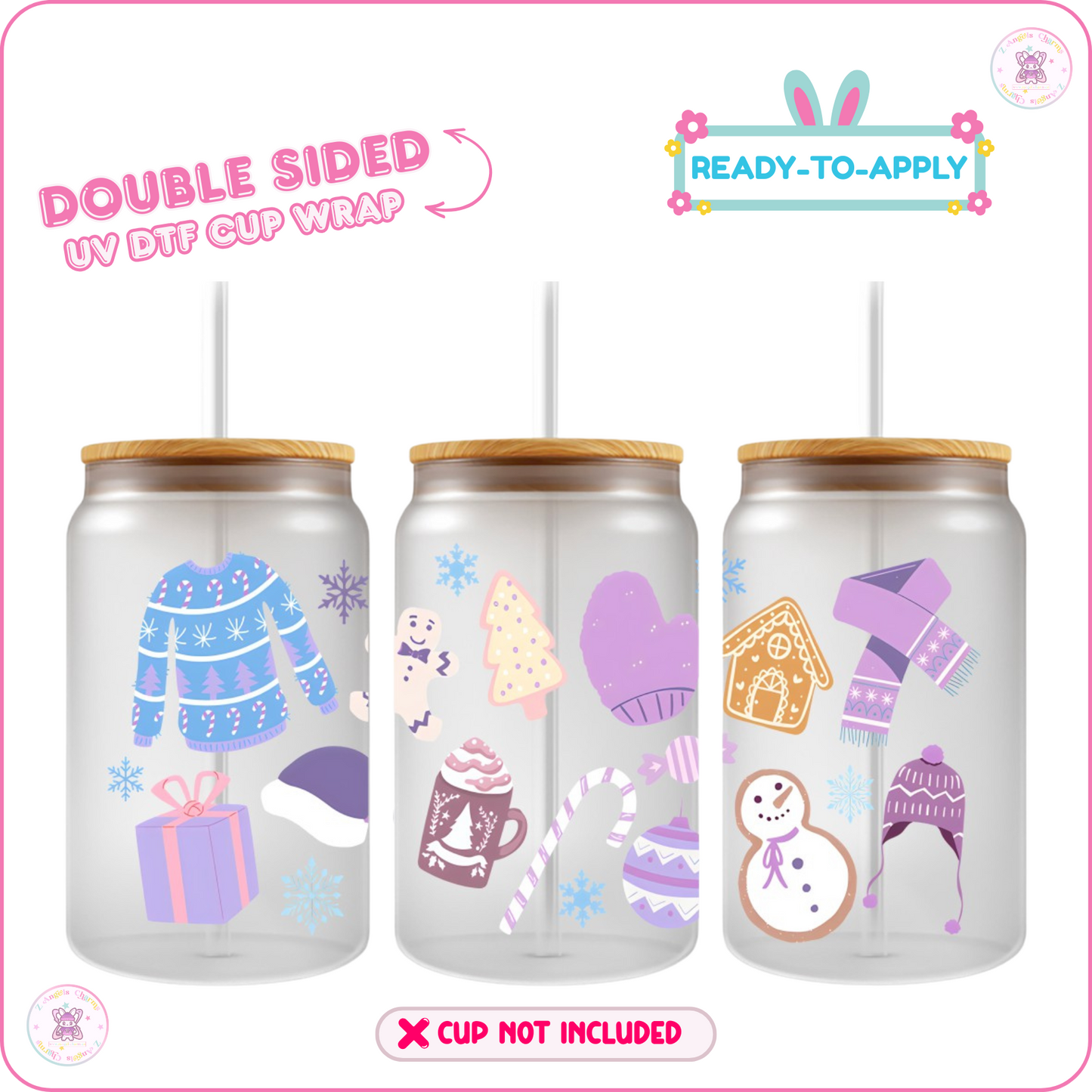Snow Man – 16oz. UV DTF Cup Wrap Collections 💕 Double Sided