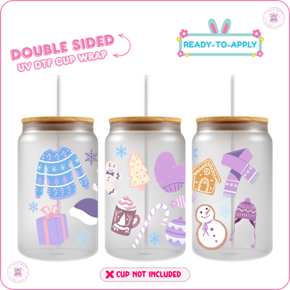 Snow Man – 16oz. UV DTF Cup Wrap Collections 💕 Double Sided