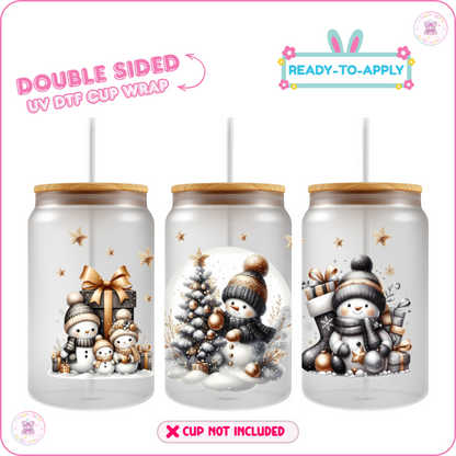 Snow Man – 16oz. UV DTF Cup Wrap Collections 💕 Double Sided