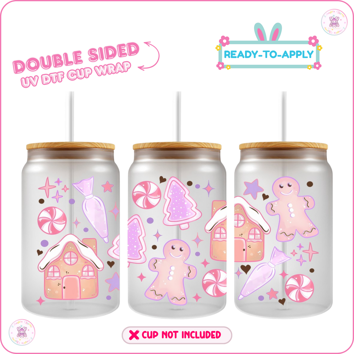 Ginger Bread – 16oz. UV DTF Cup Wrap Collections 💕 Double Sided