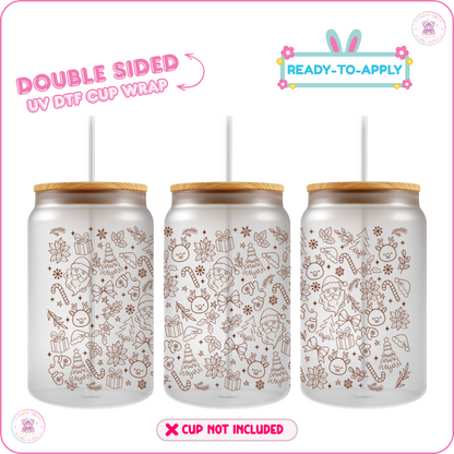 Santa Mug Treats – 16oz. UV DTF Cup Wrap Collections 💕 Double Sided