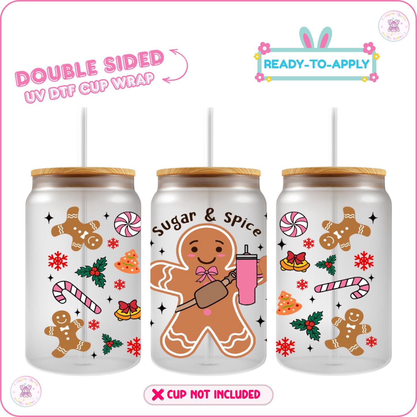 Ginger Bread – 16oz. UV DTF Cup Wrap Collections 💕 Double Sided