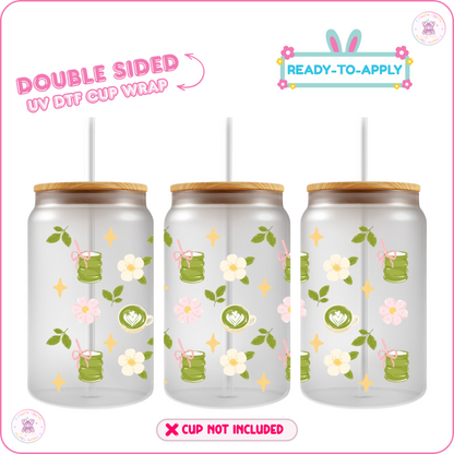 Matcha A Day – 16oz. UV DTF Cup Wrap 💕 Double Sided
