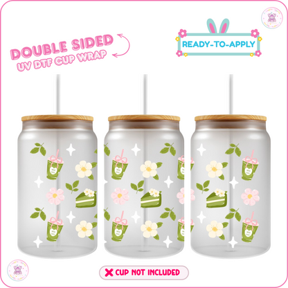 Matcha A Day – 16oz. UV DTF Cup Wrap 💕 Double Sided
