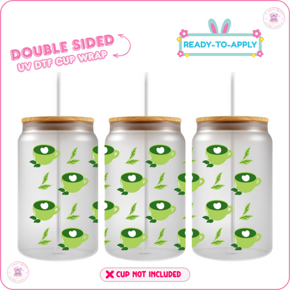 Matcha A Day – 16oz. UV DTF Cup Wrap 💕 Double Sided