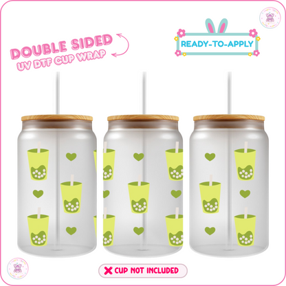 Matcha A Day – 16oz. UV DTF Cup Wrap 💕 Double Sided