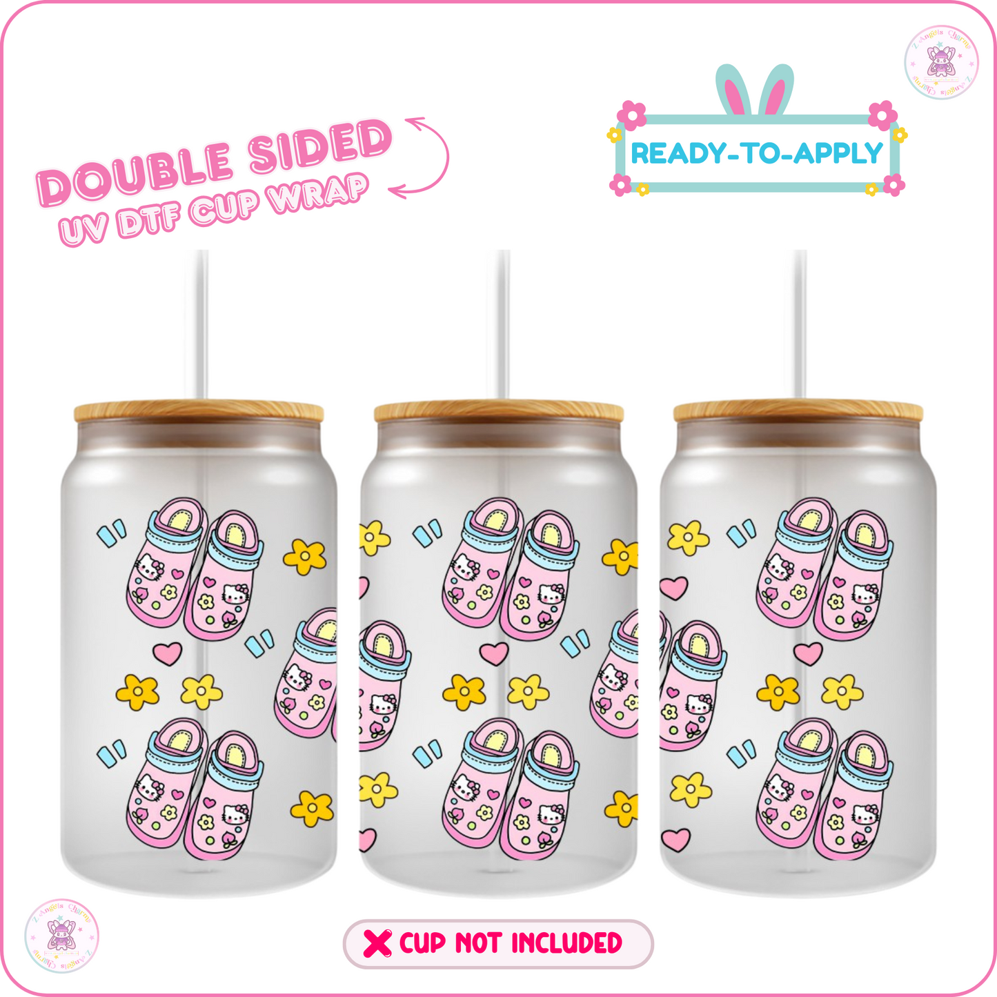 👟Kitty Cozy Steps – 16oz. UV DTF Cup Wrap 💕 Double Sided