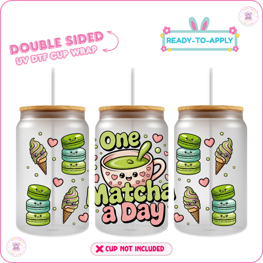 Sweet Matcha Moments – 16oz. UV DTF Cup Wrap 💕 Double Sided