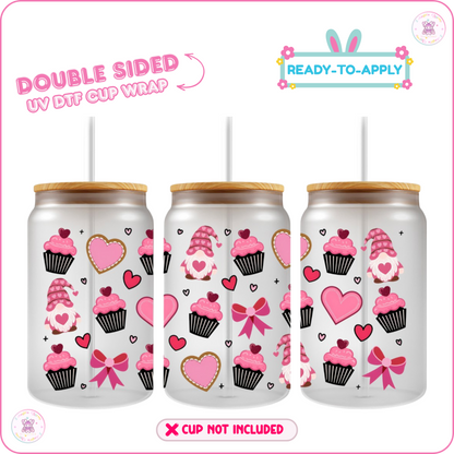 💕Pink Sugar Gnome Delights – 16oz. UV DTF Cup Wrap 💕 Double Sided
