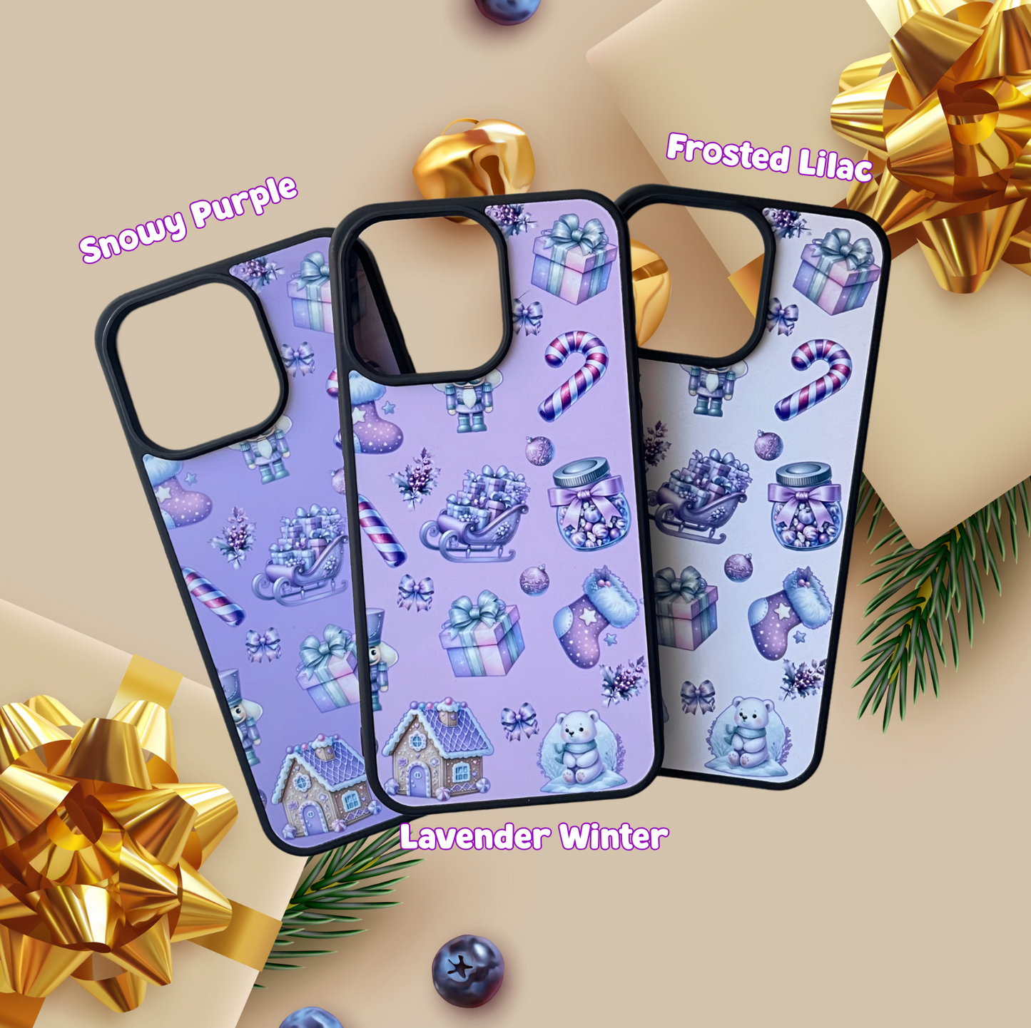 🎄 Pastel Purple Christmas iPhone Case Collection 🌸