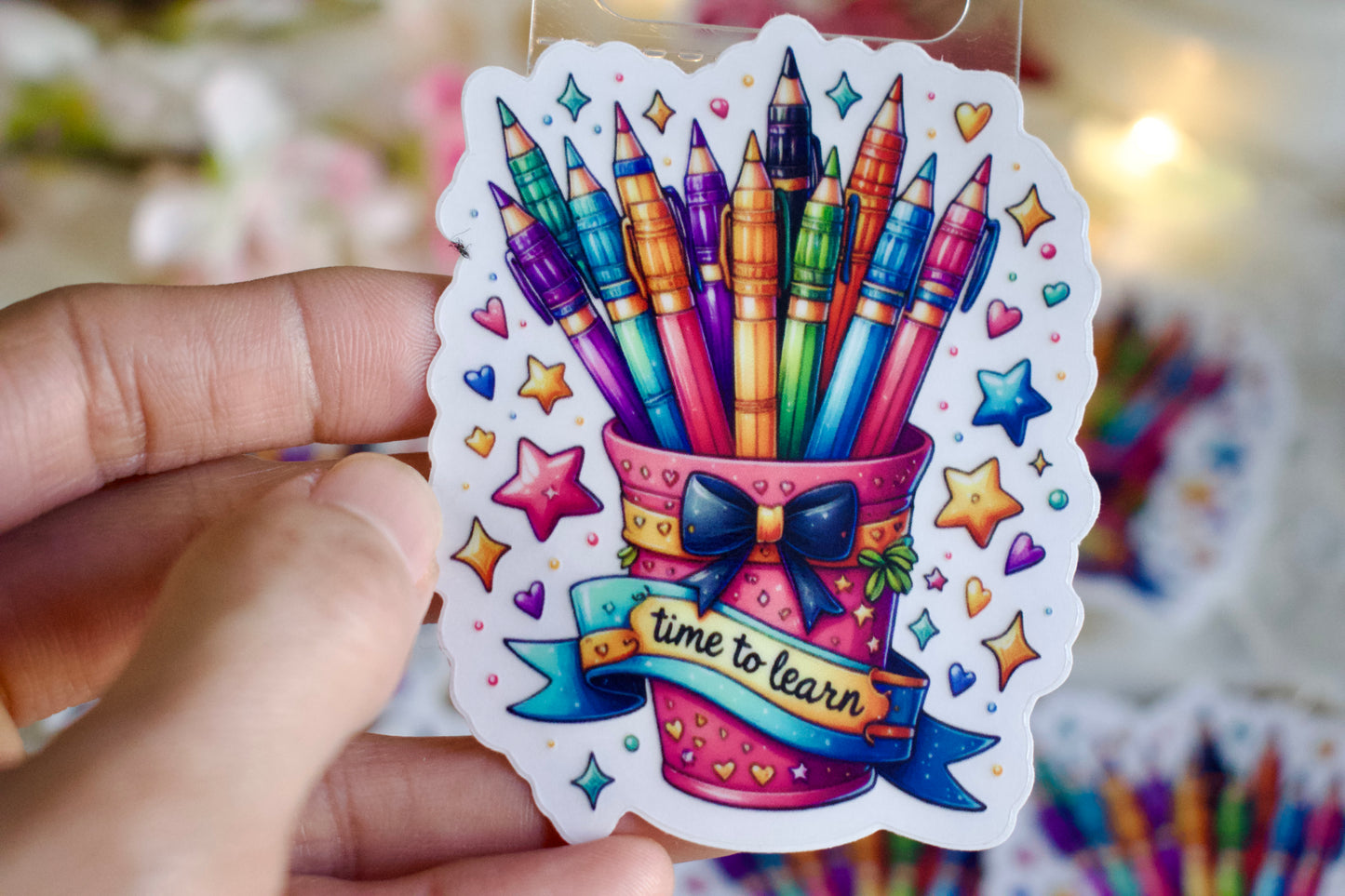 Time to Learn Vinyl Clear Stickers